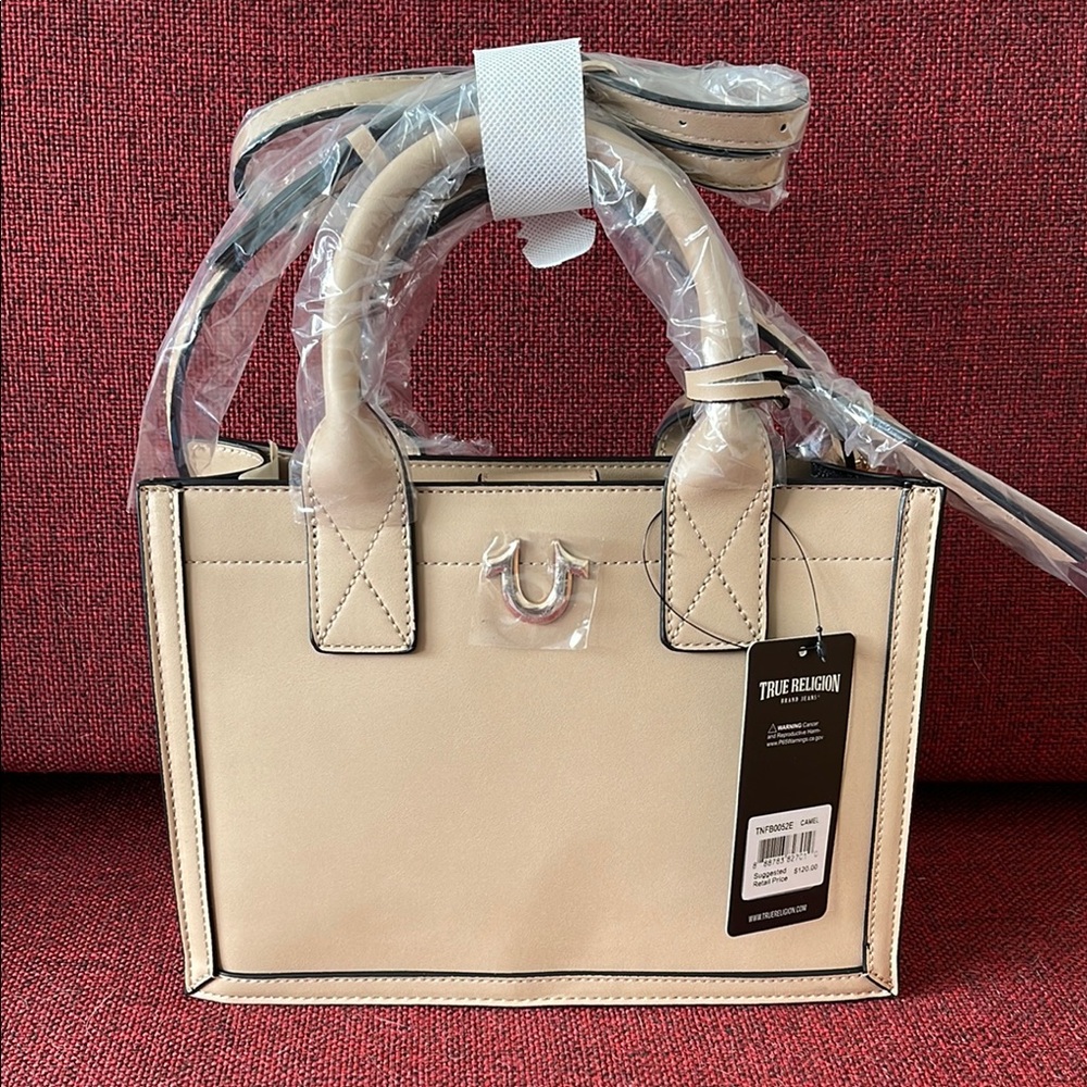 True Religion Cream tote Handbag